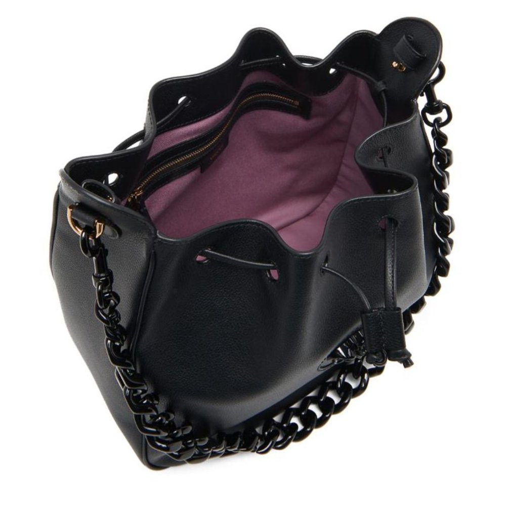 Versace La Medusa Leather Drawstring Shoulder Bag Black - Picture 5 of 14